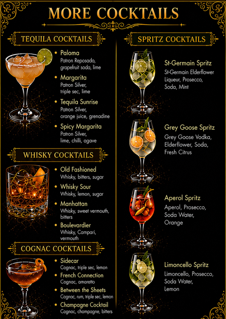 NocToura Cocktails Menu